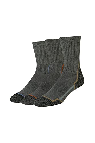 Amazon Essentials Men's Hiking Socks, Comfortable Cushioned Crew Socks, 3 Pairs, Charcoal/Black, Size 8-12