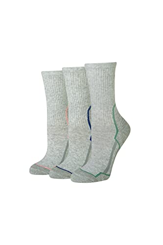 Amazon Essentials Women's Comfortable Cushioned Hiking Crew Socks, 3 Pairs, Grey Heather, 6-9