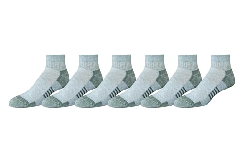 Amazon Essentials Men's Athletic Ankle Socks, Breathable, Cotton Blend, Cushioned, 6 Pairs, Grey, 8-12