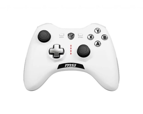 MSI Force GC20 V2 White Kabelgebundener PC Gamepad Controller - austauschbare D-Pad Abdeckungen, Zwei Vibrationsmotoren, USB 2.0 - weiß, kabelgebunden