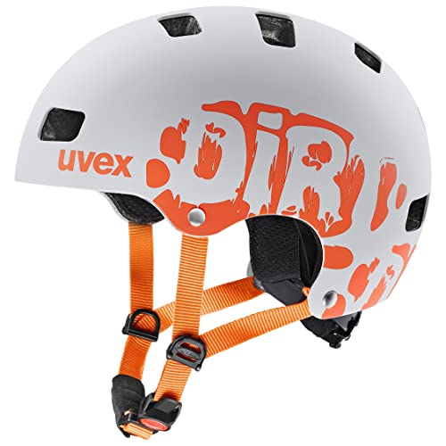 uvex Kid 3 cc Kinderfahrradhelm, Dirtbike Light Grey orange, 51-55 cm
