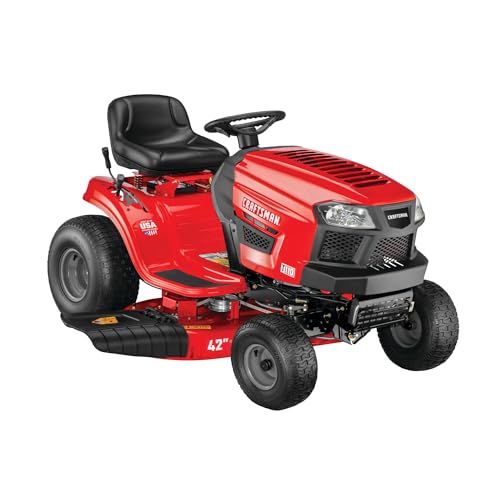Craftsman 42" Gas Riding Lawn Mower with 17.5 HP* Briggs and Stratton Single-Cylinder Engine, Gas Lawn Tractor with 7-Speed Transmission, Red/Black