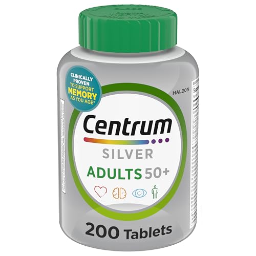 Centrum Silver Multivitamin for Adults 50 Plus, Multivitamin/Multimineral Supplement, Vitamin D3, B Vitamins, Gluten Free, Non-GMO Ingredients, Supports Memory and Cognition in Older Adults - 220 Ct