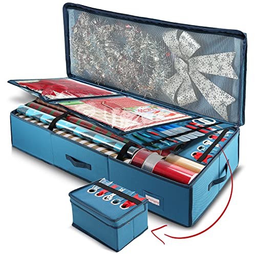 Hearth & Harbor Wrapping Paper Storage Organizer Container - Christmas Wrapping Paper...