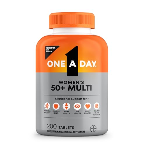One A Day Multivitamin for Women 50 and Over Tablets, Womens Multivitamin 50 plus with Vitamins D, C, E, Zinc & Biotin, Daily Vitamins for Woman 50+, 200 Ct