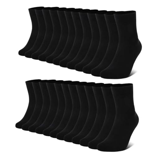 (-70%) FALARY Socken Herren 43-46 Baumwolle Schwarz Damen Herrensocken 12 Paar