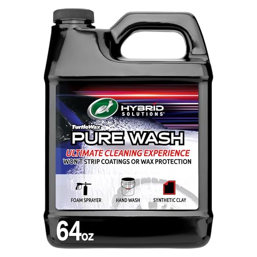 Turtle Wax 54320 Hybrid Solutions Slick-N-Slide Pure Wash, pH Neutral, Extreme Foaming Car Wash Soap, Hand Wash or Foam Cannon Application, Clay Bar Lubricant, Spot Free Clean, 64 oz. (Pack of 1)