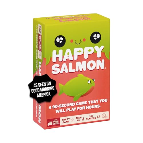 Exploding Kittens Happy Salmon 3-8 Players - Ages 6+ - 90 Second Rounds - Easy to Learn Quick Matching Card Game - Party Game, Family Game Night, Kid and Adult Card Game