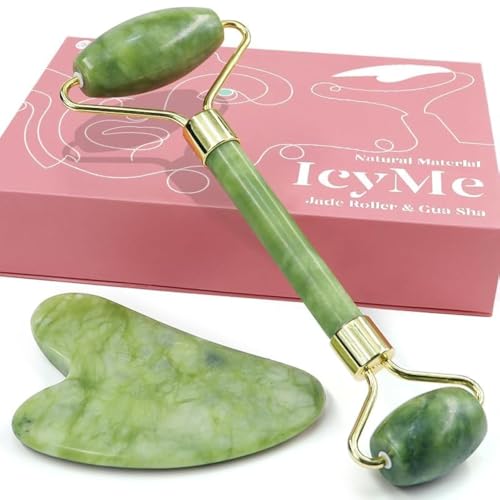 BAIMEI IcyMe Jade Face Roller &amp; Gua Sha, Facial Beauty Skin Care Tools, Self Care Gift for Men Women, Massager for F