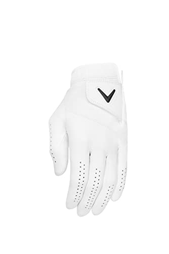 Callaway Golf Tour Authentic Glove (Cadet (Shorter Fingers), Medium/Large, White 2022, Worn on Left Hand)