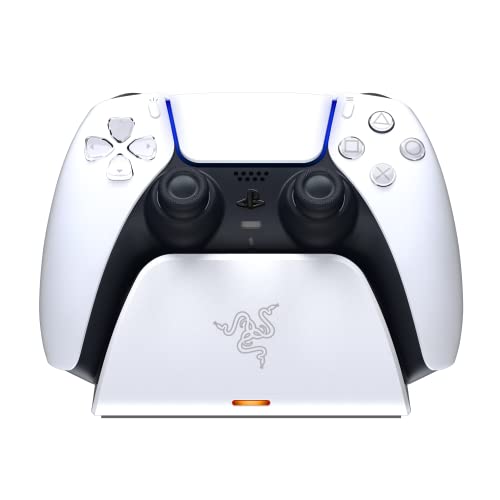 🔥 STARKER PREIS (-58%) Razer Schnellladestation - Schnellladestation für PS5 Wireless-Controller (Schnellladung , Gebogenes Schalen-Design Einhändige Bedienung, Aufladen per USB) Weiß