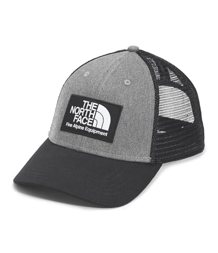 THE NORTH FACE Mudder Trucker Baseball Cap | Classic Fit Snapback Hat for Men & Women with FlashDry Sweatband, Breathable Fabric, TNF Black/TNF Medium Grey Heather, One Size
