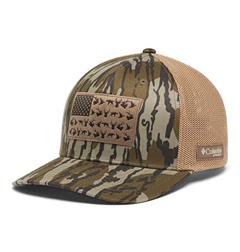 Columbia Unisex PHG Camo Mesh Ball Cap, Mossy Oak Bottomland/Game Flag, S/M
