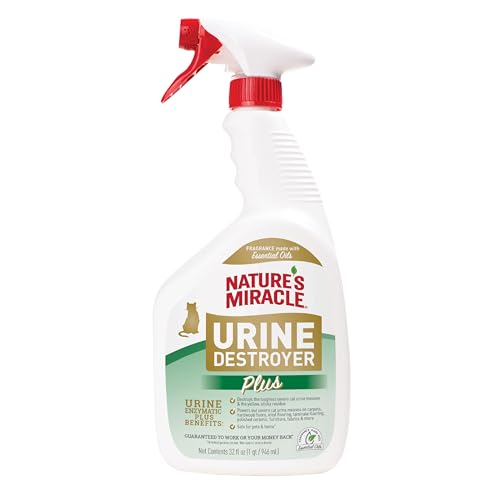 Nature’s Miracle Urine Destroyer Plus Cat, 32 Ounces, Enzymatic Formula, Ready-to-Use