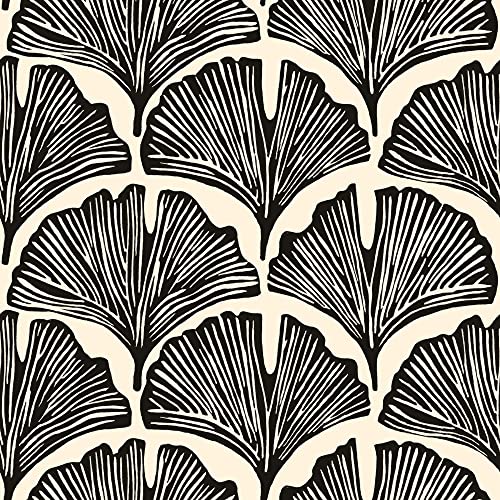 Tempaper x Novogratz Zebra Black Feather Palm Removable Peel and Stick Wallpaper, 20.5 in X 16.5 ft, Made in The USA