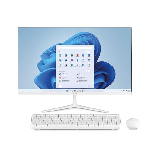 Computador All in One, Windows 11 Home, Intel Celeron 4GB 120GB SSD, Tela 23,8''FHD + Microsoft 365 Personal + 1TB na Nuvem Branco Ultra - UB830