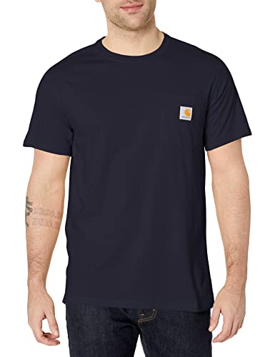Carhartt Men's Force Relaxed Fit Midweight Short Sleeve Pocket T-Shirt, Navy, Small