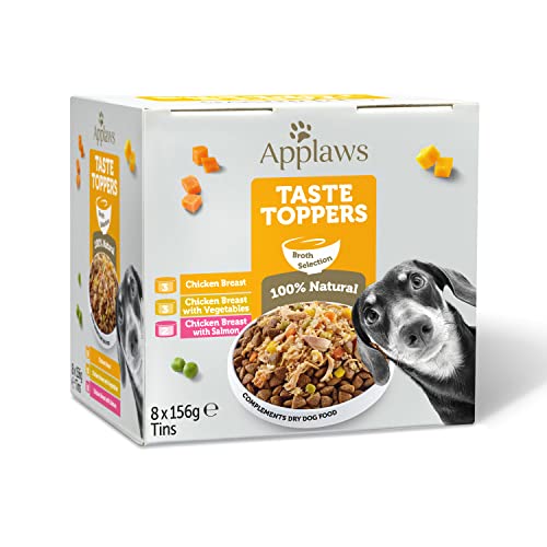 Applaws 100% Natural Wet Dog Food Topper, Chicken Selection in Broth, 156g Tin