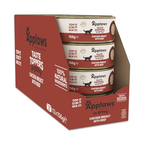 Applaws 100% Natural Wet Dog Food, Grain Free Chicken with Beef in Gravy Tin, 156g
