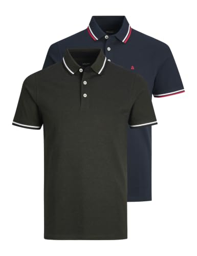 🔥 STARKER PREIS (-53%) Jack & Jones Herren Jjepaulos 2pk Mp Polo Shirt, Navy Blazer, L EU