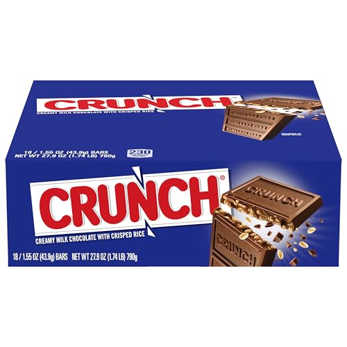 CRUNCH, Bulk 18 Pack, Milk Chocolate and Crisped Rice, Full Size Holiday Candy Bars, Stocking Stuffers, Individually Wrapped, 1.55 oz Each