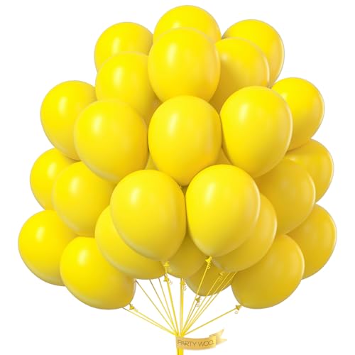 PartyWoo Yellow Balloons, 50 pcs 12 Inch Matte Yellow Balloons, Yellow Latex Balloons for Balloon Garland Balloon Arch as Party Decorations, Birthday Decorations, Baby Shower Decorations, Yellow-Y55