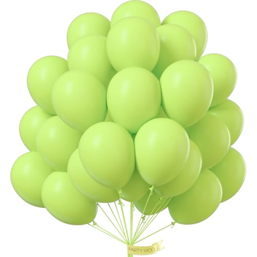 PartyWoo Lime Green Balloons 50 pcs 12 Inch Neon Latex Helium Balloons for Graduation Halloween Safari Dinosaur Summer Weddings Baby Showers Birthday Party Decorations Green-Y6
