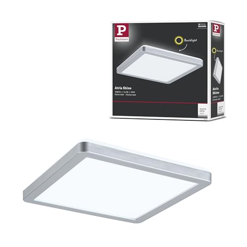 (-38%) Paulmann 71007 LED Panel Atria Shine 190x190mm eckig incl. 1x11,2 W Tageslichtweiß Chrom matt Lichtpanel Kunststoff Deckenpanel 4000 K
