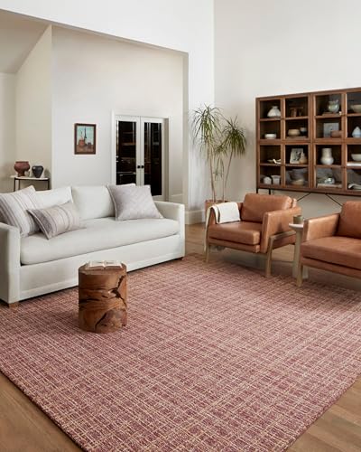 Loloi Chris Loves Julia Polly 5'-0" x 7'-6" Area Rug in Berry/Natural - Large Neutral Area Rug, Unique Patterned Rug for Living Room, Bedroom, Dining Area, Home Office