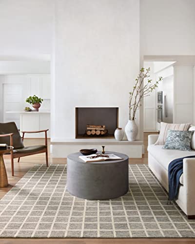 Loloi Chris Loves Julia Polly Collection POL-05 Area Rug 7'-9" x 9'-9" Slate/Ivory Rectangular 0.38" Thick