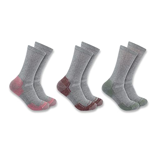 Carhartt Women's SC2823W Women's Lightweight Cotton Blend Crew Sock 3-Pack - Large - Gray