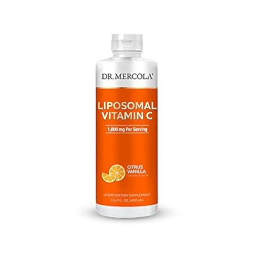 Dr. Mercola Liquid Liposomal Vitamin C - Antioxidant & Immune Support Supplement - Includes Vitamin E - GMO-Free, Gluten-Free & Soy-Free - Citrus Vanilla Flavor - 450 mL (30 Servings)