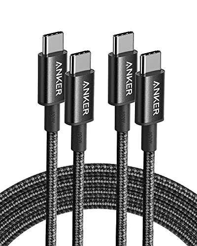 Anker USB C to USB C Cable (6FT, 2Pack), Type-C 100W Charger Cord Fast Charging for iPhone 17 Series,MacBook Pro 2020,Pixel and More(Black)
