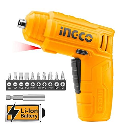 Lithium-Ion Cordless Screwdriver, Powered Screwdriver LED Rechargeable Handy Drill Screwdriver with 11 pc Accessories, 1pcs Magnetic Bit Holder