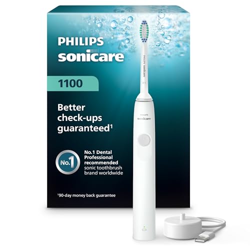 PHILIPS Sonicare 1100 Power Toothbrush, Rechargeable Electric Toothbrush, White Grey HX3641/02
