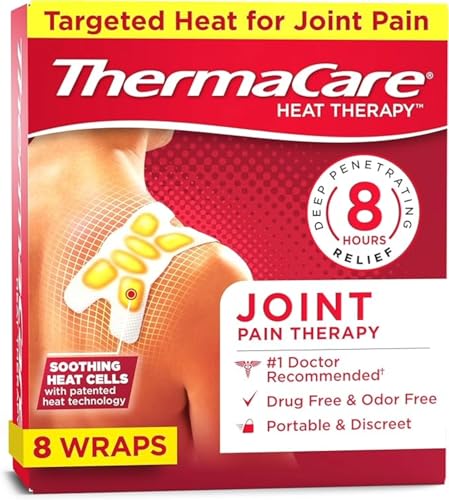 ThermaCare Portable Heating Pads - Adhesive, Disposable HeatWraps for Joint & Muscle Pain Relief - Multi-Purpose, Drug-Free Therapy with Flexible Fit - 8-Count