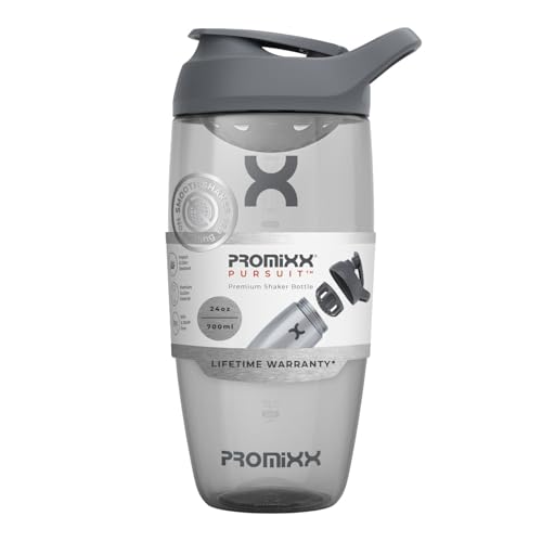 Promixx Pursuit Protein Shaker Bottle (24 oz) – Silent No-Ball Mixer, Leak-Proof Lid, BPA/BPS & Phthalate-Free ECOZEN – Easy-Clean Shaker Cup for Protein Shakes, Pre & Post-Workout Smoothies