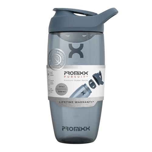 Promixx Pursuit Protein Shaker Bottle (24 oz) – Silent No-Ball Mixer, Leak-Proof Lid, BPA/BPS & Phthalate-Free ECOZEN – Easy-Clean Shaker Cup for Protein Shakes, Pre & Post-Workout Smoothies