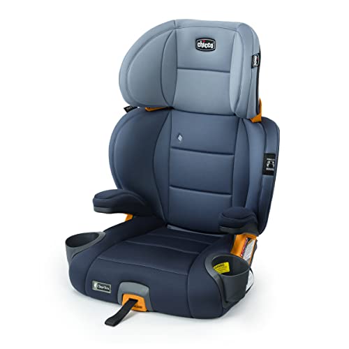Chicco KidFit ClearTex Plus 2-in-1 Belt-Positioning Booster Car Seat, Backless and High Back Booster Seat, for Children Aged 4 Years and up and 40-100 lbs. | Reef/Navy