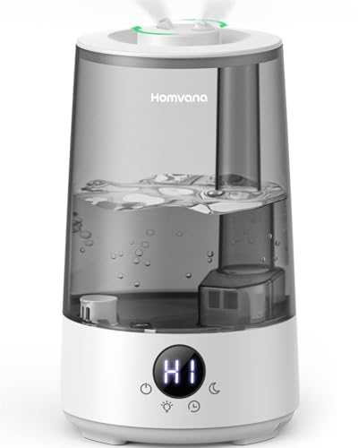 Homvana Humidifiers for Bedroom Home, 3.6 L Cool Mist Top-Fill 34H Super Long Time, Quiet 23dB, Baby Humidifier, Oil Diffuser for Large Room, Plants, Nursery, Office BPA FREE, 7 Color Light Ultrasonic