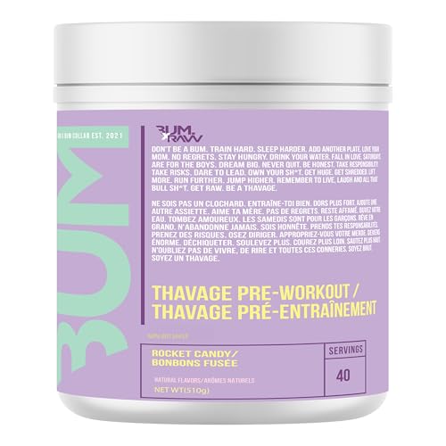 RAW Pre Workout Powder, Thavage (Rocket Candy) - Chris Bumstead Sports Nutrition Supplement for Men & Women - CbumPreworkout for Working Out, Hydration, Mental Focus & Energy - 40 Servings