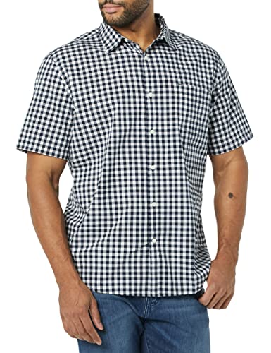 Amazon Essentials Short Sleeve Shirt for Men, Available in Big & Tall, Navy White Gingham, X-Large