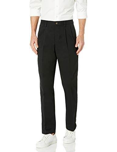 ⚡ BLITZDEAL (-54%) Amazon Essentials Herren Knitterfreie Chinohose mit klassischer Passform und Bügelfalte (erhältlich in Big & Tall), Schwarz, 48W / 32L