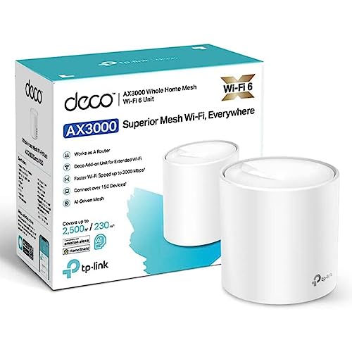 TP-Link Deco X50(1-Pack) AX3000 Whole Home Dual Band Mesh Wi-Fi 6 System, WiFi Router, AI-Driven, Coverage up to 2500ft², Connect up to 150 Devices, E