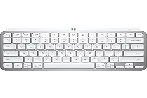 Teclado sem fio Logitech MX Keys Mini com Iluminação Inteligente, Conexão USB ou Bluetooth Easy-Switch para até 3 dispositivos e Bateria Recarregável - Cinza Claro