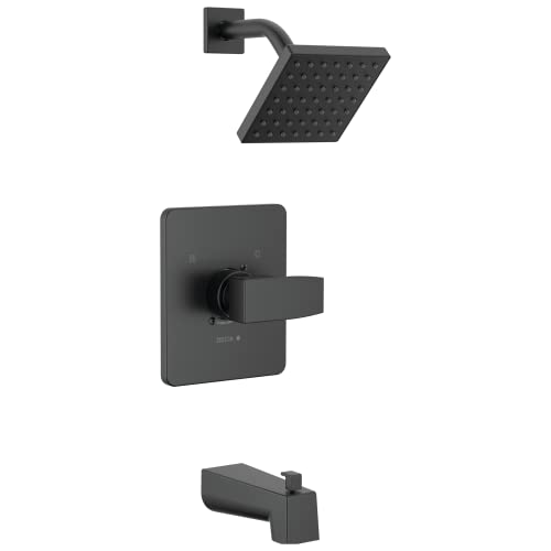Modern 14 Series Square Bathtub And Shower Faucet Set Matte Black