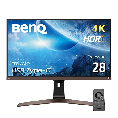 BenQ EW2880U 4K エンターテインメントモニター (28インチ/4K/IPS/HDRi/ 3W x 2 treVoloスピーカー/DCI-P3 90%/リモコン付属/ベゼルレス/HDMI/DisplayPort/USB Type-C(60W給電)/オーディオモード)