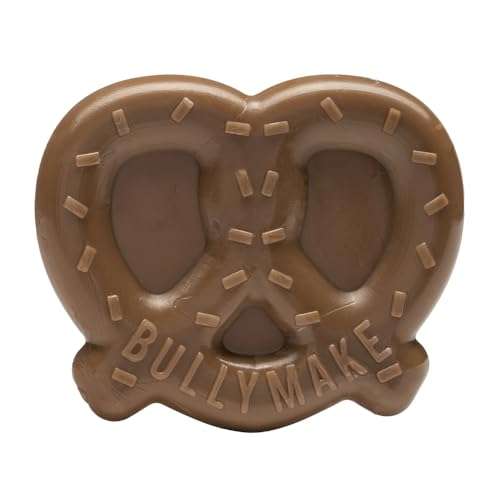 BULLYMAKE Brown Tough Chew Pretzel Toy for Dogs, Durable Nylon Dog Toys for Aggressive Chewers, Dental Stimulating, Tough Chew, Boredom Busting, Pet Supplies, Made in USA