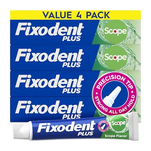 Fixodent Plus Scope Secure Denture Adhesive 2.0oz (Pack of 4) – Blue & Green : Health & Household