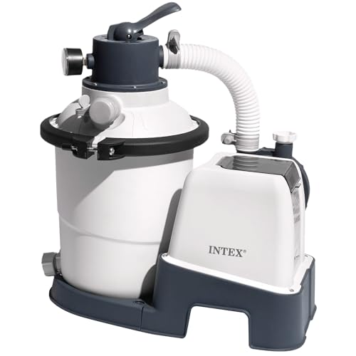 Intex 26642 – Sandfilterpumpe Krystal Clear mit RCD, Wasserdurchfluss 3500 l/h, Systemdurchfluss 2000 l/h, Kunststoff, Weiß